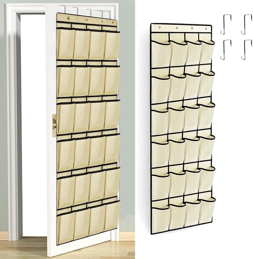 Schoenenzak Hangend 24 Sleuven Schoenen Opberger Organizer Voor Aan De Deur Ophangend Schoenenrek Schoenenorganizer Deur Opbergzak Hangende Opberger Oplossing Voor Rondslingerende Schoenen Schoenenkast Hangend Schoenentas Beige
