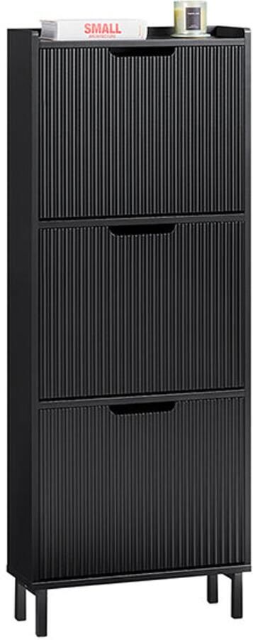 Schoenkast Organisator Schoenplank Schoenenopslag Space -redding 50x130x19cm Ideaal voor ingangen MDF metaal Zwart