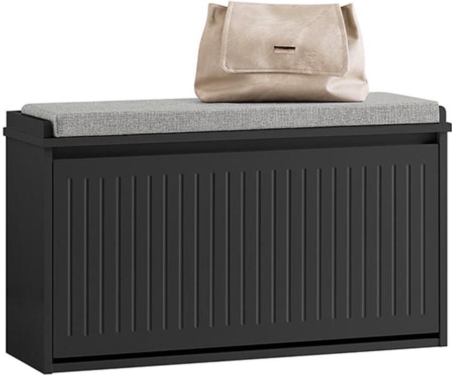 Schoenkast schoenopslag schoenorganisator inclusief zitkussen MDF grijs 80x45x26cm