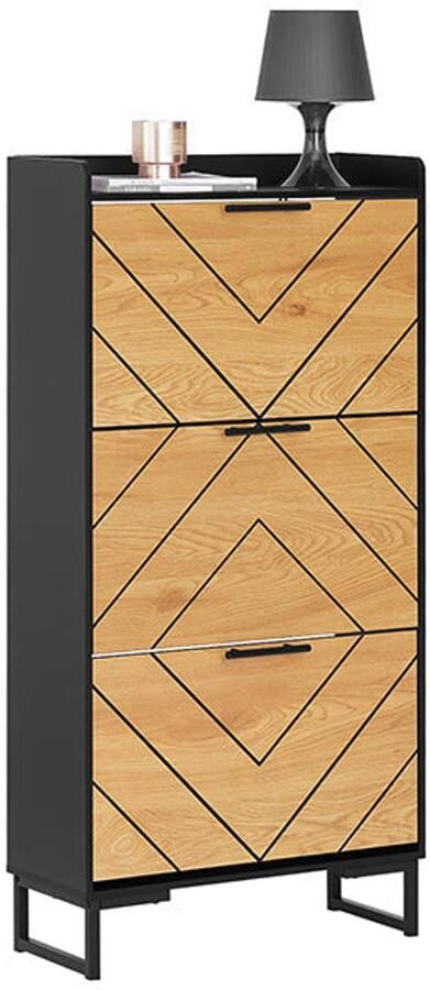 Schoenkast schoenorganisator opslag van schoenen verstelbare compartimenten 62x125x24cm MDF & metalen benen