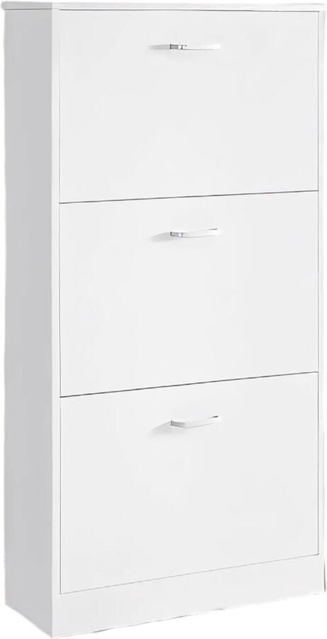 Schoenenkast met 3 niveaus Schoenenkist Witte schoenenopbergruimte Organiseert 12-18 paar 60x120x24cm