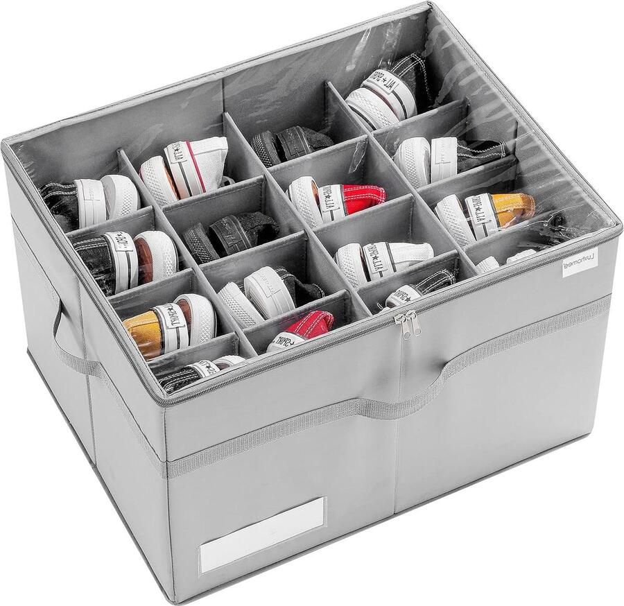Schoenopbergers Voor in de Kast Ruimtebesparend 16 Paar Grijs Opvouwbaar