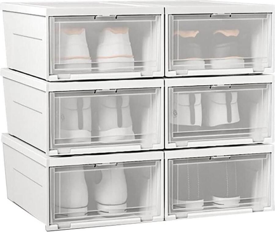 Schoenorganisatoren Opbergdozen voor Kast 6 Pack Transparant Plastic Stapelbaar Met Deksel Onder Bed Schoenenopslag
