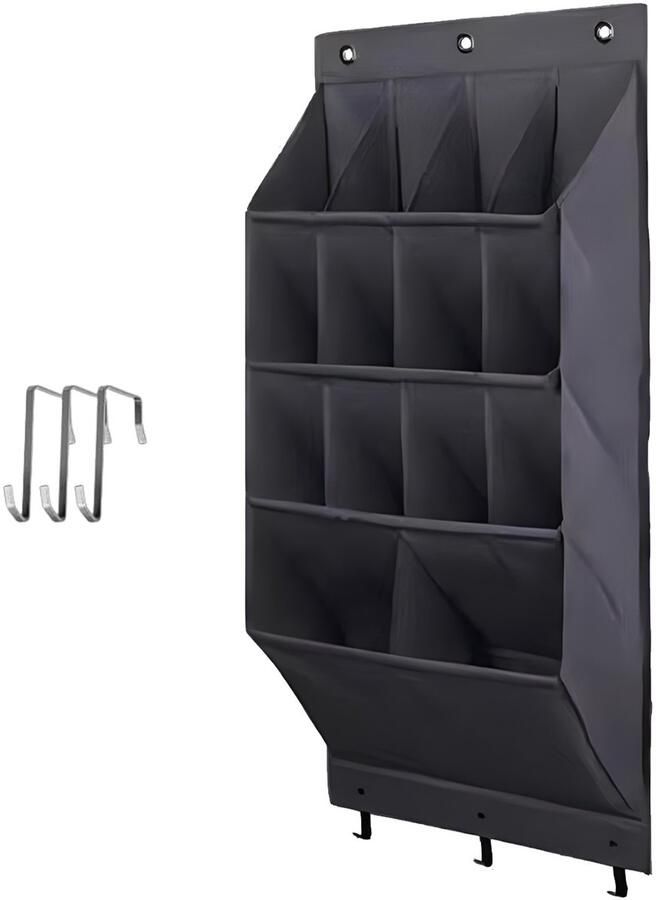 Schoenorganizer Over-Deur Hangend Schoenrek Orde & Overzicht Voor Slaapkamer & Kast Grote Opbergvakken Voor Gezin Zwart 1 Stuk