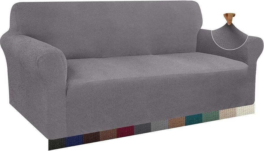 Bankhoes stretch 3 zitsbanken Dikke stijlvolle jacquard spandex bankovertrek antislip krasbestendig lichtgrijs bankhoes stretch 3 zitsbanken