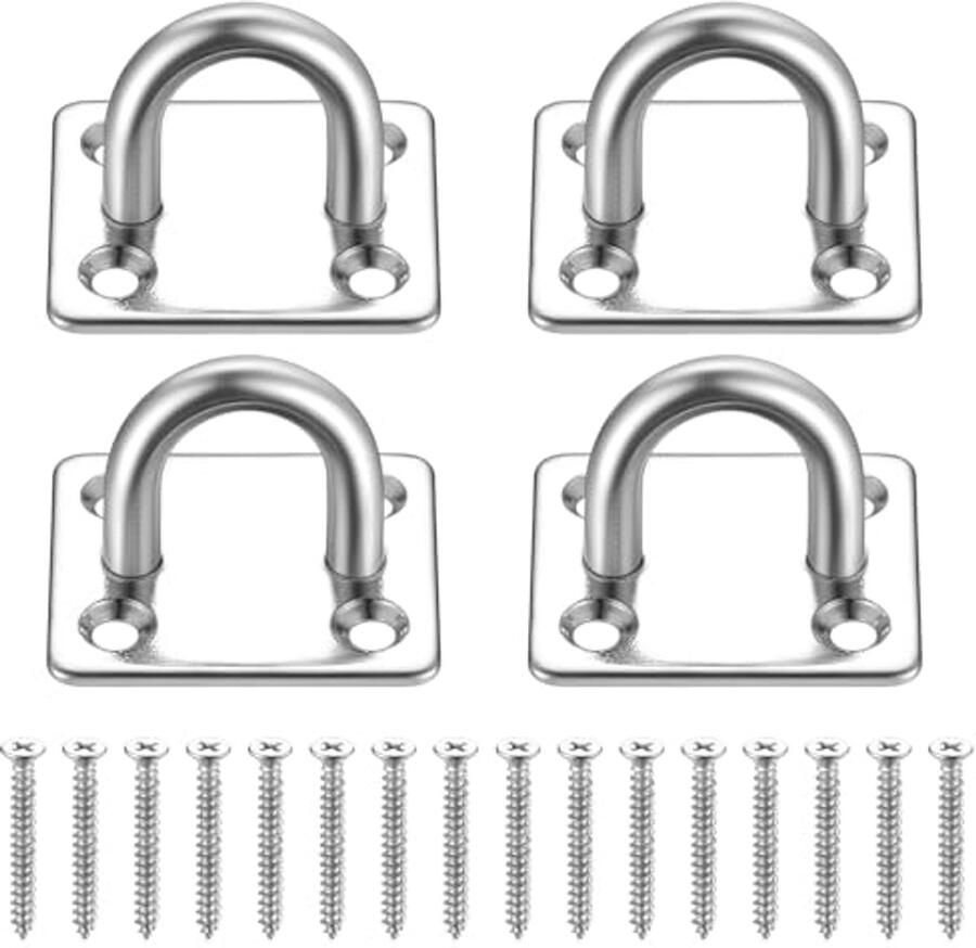 Schommelhaken voor Plafond 4 Stuks Zware Belastbaarheid tot 150 kg Voor Hangmatten en Yogabevestigingen