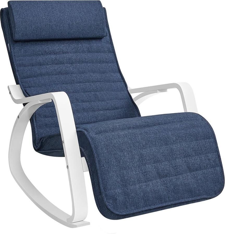 Rootz Living Rootz Schommelstoel Berkenhouten Rocker Loungestoel Met schuim gevoerd Imitatielinnen 121 5 cm x 67 cm x 84 cm