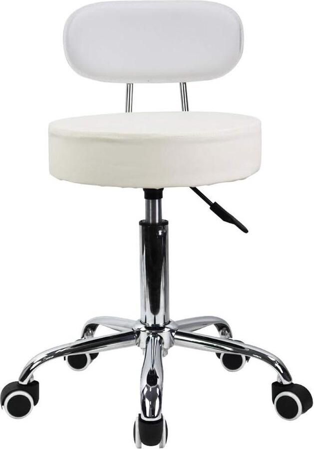 Schommelstoel kruk verstelbare rugleuning draaibare kruk wit Kruk