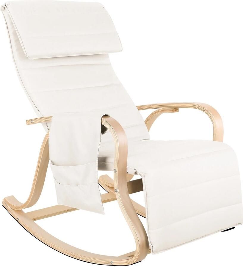 Schommelstoel Loungestoel Fauteuil 5 Standen Voetsteun Wasbare Hoofdsteun Comfortabele Vulling Tot 150kg 65x86x100 cm