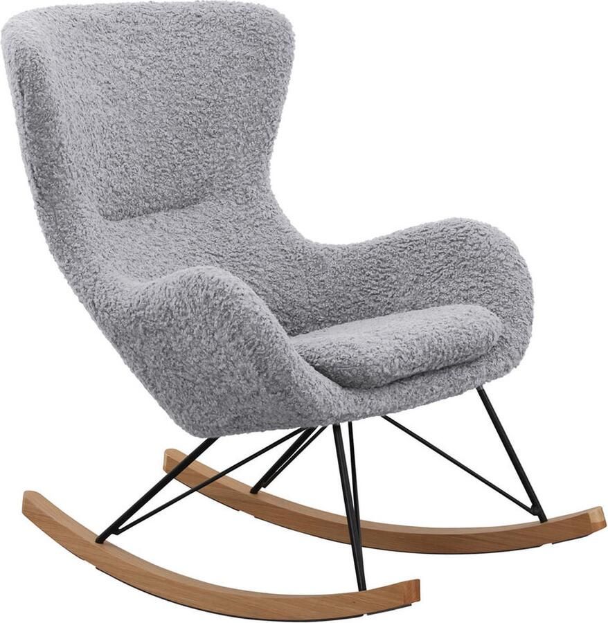 Schommelstoel Merel Lichtgrijs Teddy Zithoogte 46 cm Zitdiepte 51 cm