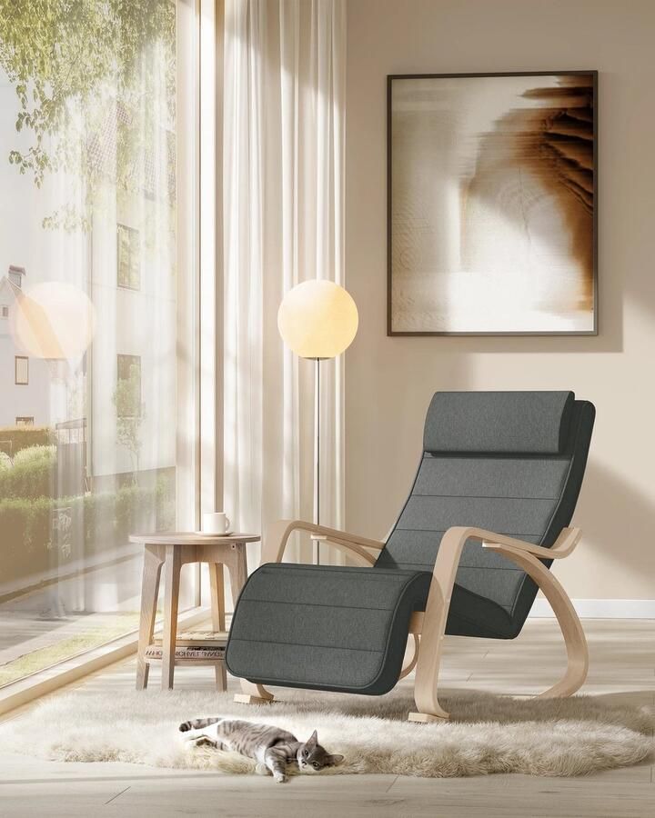 Schommelstoel Schommelbank Draaifauteuil Relaxstoel Comfortabele Relaxstoel voor Woonkamer of Slaapkamer Zwart