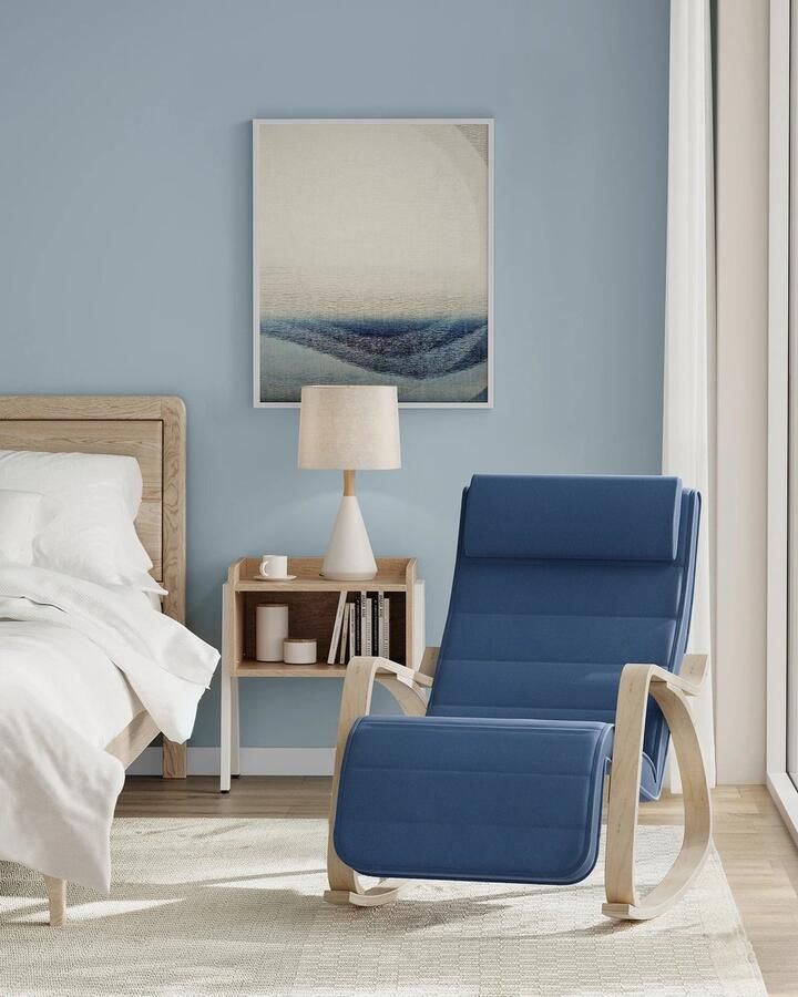 Schommelstoel Schommelbank Draaifauteuil Relaxstoel Comfortabele Relaxstoel voor Woonkamer of Slaapkamer Blauw
