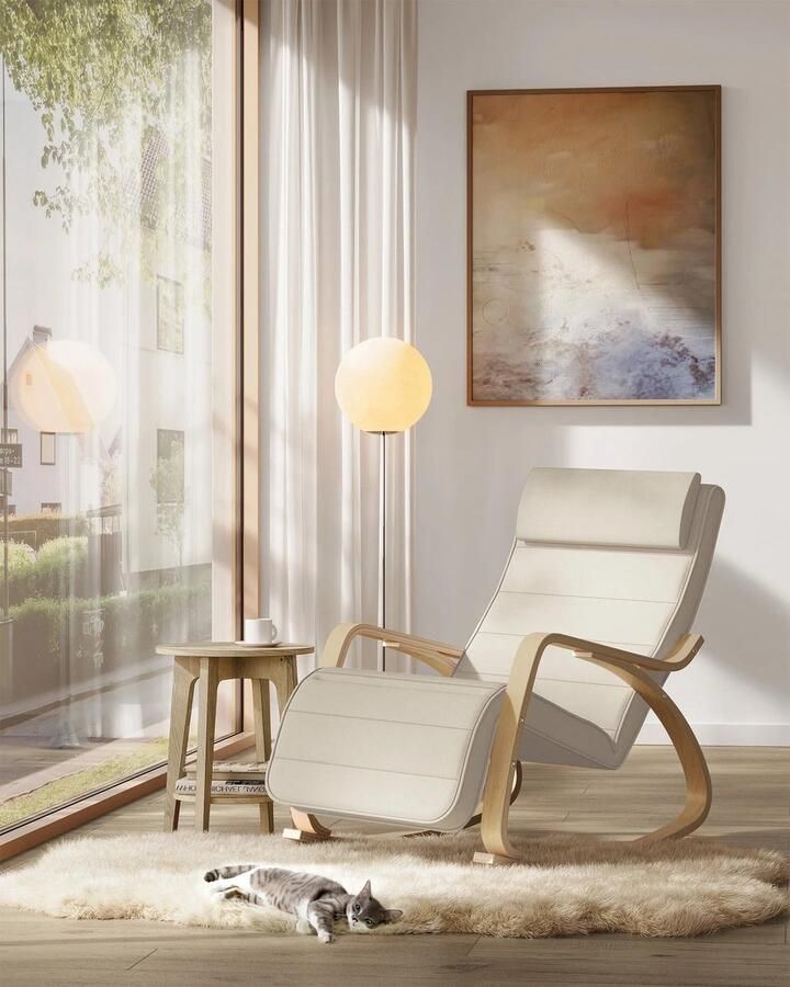 Schommelstoel Schommelbank Draaifauteuil Relaxstoel Comfortabele Relaxstoel voor Woonkamer of Slaapkamer Lichtgrijs