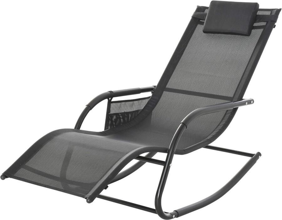 Schommelstoel Tuinstoel Metalen Hangstoel Zwart en Lichtgrijs 150x62x88 cm