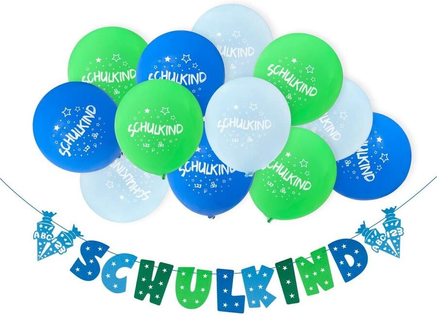 Schoolchild banner 12 balloons (A)