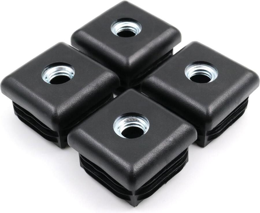 Schroefdraadstop 40 x 40 mm vierkante buisstoppen met M10 binnendraad 4 stuks