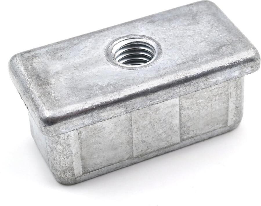 Schroefdraadstop afstelstoppen rechthoekige buizen zink-gegoten 50 x 25 mm x 2 mm M10 binnendraad