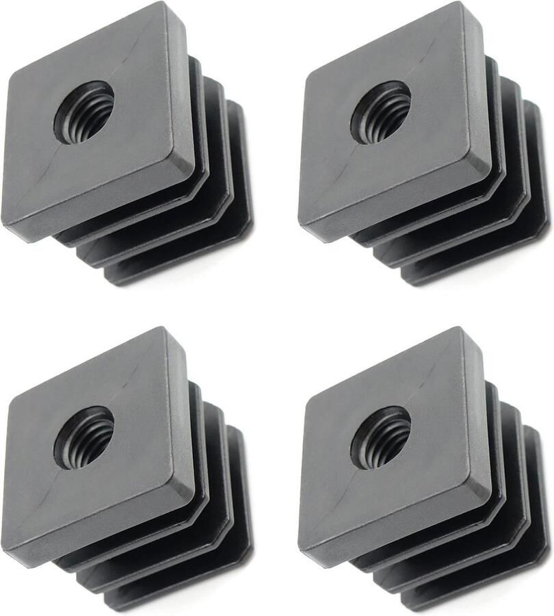 Schroefdraadstop voor vierkante buizen 35 x 35 mm 1-15 mm M10 binnendraad kunststof 4 stuks