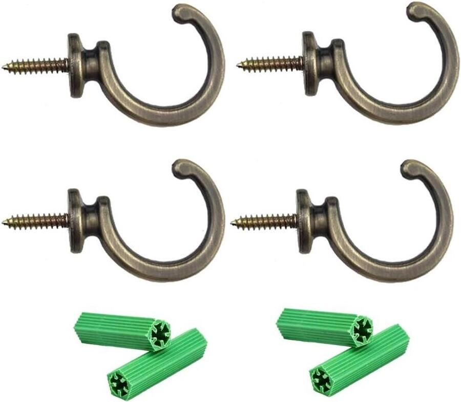 Schroefhaken Pak van 4 Decoratieve haken voor gordijnen Kledingkast haken Wandhaken Plafondhaken Uitbreidingspijp haken voor kamers