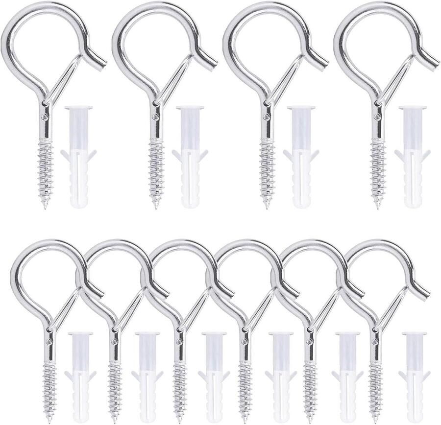 Roestvrij stalen schroefhaken voor zware belasting plafondhaken voor hangmatten bloemenhangers kerstdecoratie set van 10 (M6)