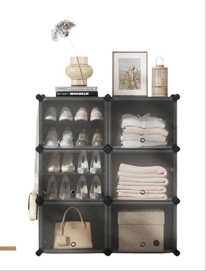 Schuhregal Shoe Cabinet Schoenopslag 6 compartimenten Space Saving 32cm x 83cm x 156 cm