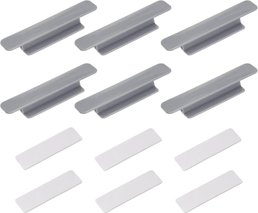 Schuifdeurgreep 6 Stuks Kastgrepen Meubelgrepen Deurgrepen Keukengreep Meubelbeslag Zelfklevende Handgreep Voor Lade Voor Deuren ramen laden kasten Grijs 11*2.3*1.8 cm Kunststof