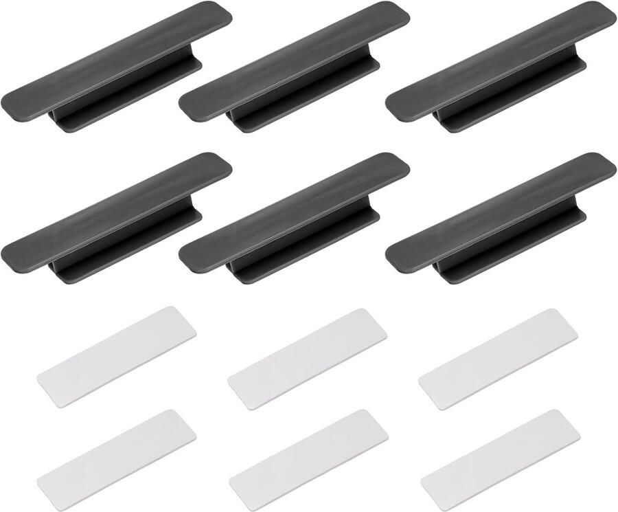 Schuifdeurgreep 6 Stuks Kastgrepen Meubelgrepen Deurgrepen Keukengreep Meubelbeslag Zelfklevende Handgreep Voor Lade Voor Deuren ramen laden kasten Zwart 11*2.3*1.8 cm Kunststof