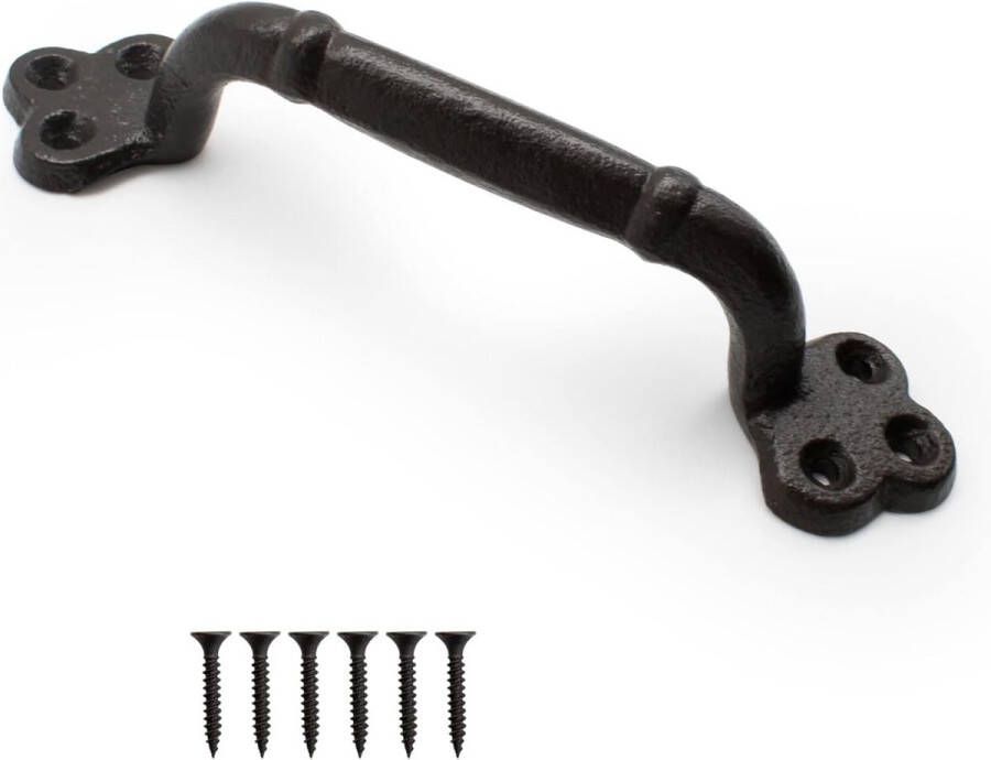 Schuifdeurgreep schuurdeurgreep gietijzeren deurgrepen zwart wordt gebruikt voor deurschuren garages kasten badkamergrepen (de lengte is 220 mm)