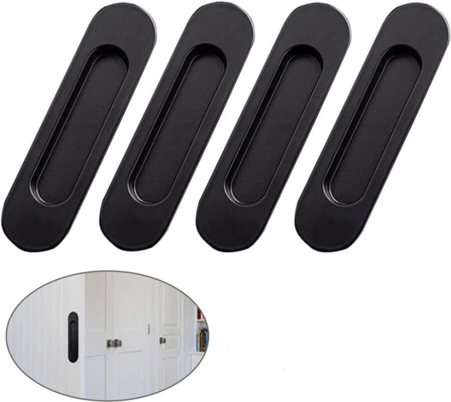 Schuifdeurgreep zwart 15Cm 4 Stuks Schuifdeur komgreep Zelfklevend Metaal Meubelhandvat Meubelgreep Kastgreep Deurgreep