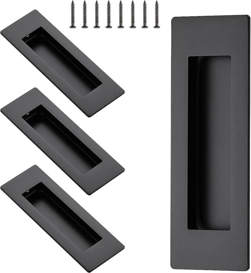 Schuifdeurgreep Zwart 4 stuks Roestvrij staal