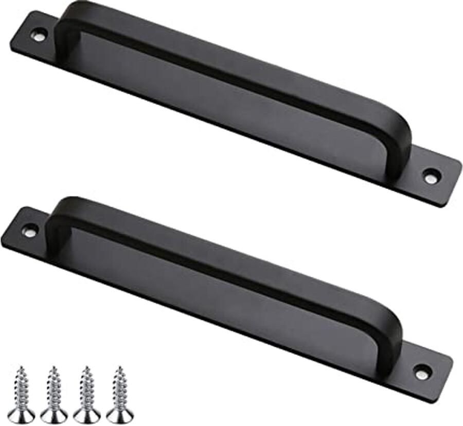 Schuifdeurgrepen 213 mm Zwarte Aluminium Handgrepen voor Meubels en Tuinpoorten 2 Stuks