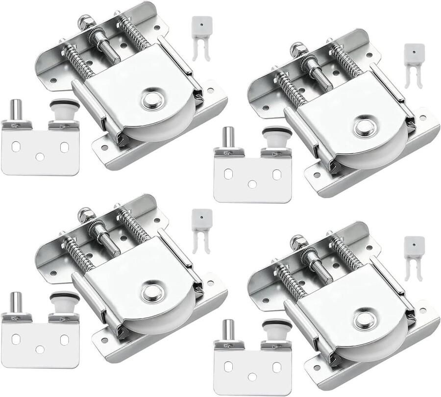 4 Stuks Duurzame Metalen Wielen voor Schuifkast Deuren Vervanging voor Kledingkast of Raam Zilver Inclusief Bevestigingsmateriaal - Foto 2