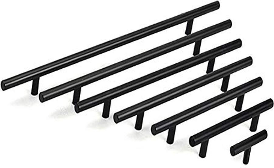 Schuifladenknop 96mm Zwart Roestvrij Stalen Meubelgreep voor Kast en Lade Set van 6