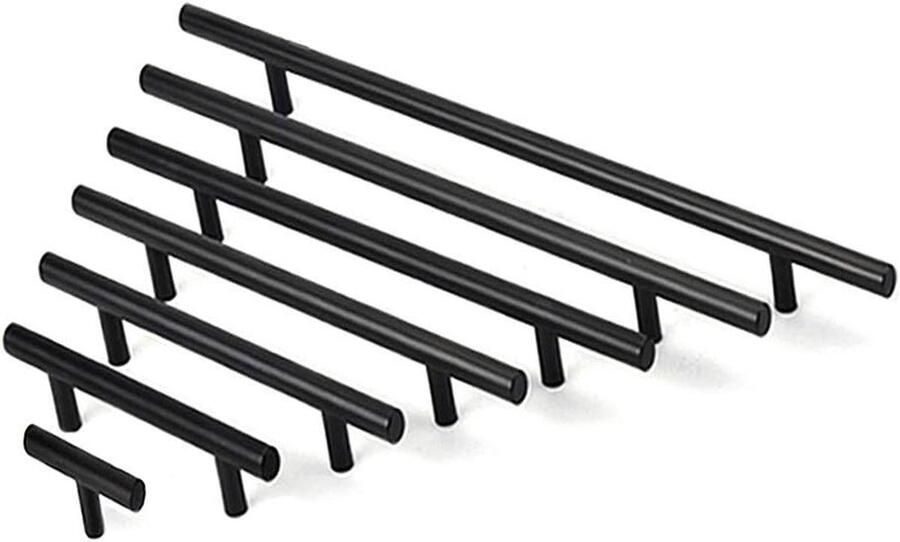 Schuifladenknop Meubelgreep Roestvrij Staal T-balk 224mm Zwart 6 Stuks Voor Kastdeuren met Stijlvol Design