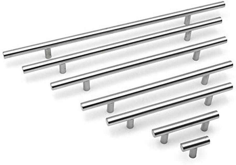 Schuifladenknop Roestvrij Staal T-balk 128mm Zilver 6 Stuks