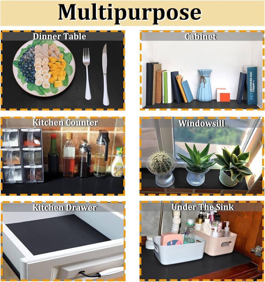 Schuifladenmat Plankvoeringen Keukenkast Lade 40x600cm waterdicht op maat te snijden voor koelkastplanken (zwart 40x600cm)