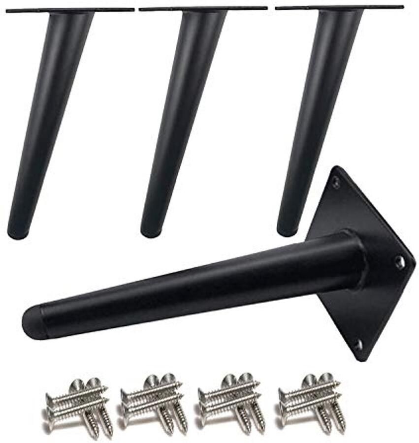 Schuine Tafelpoten van Metaal 4 Stuks 20 cm Hoog Zwart Geverfd Perfect voor Banken en Tafels