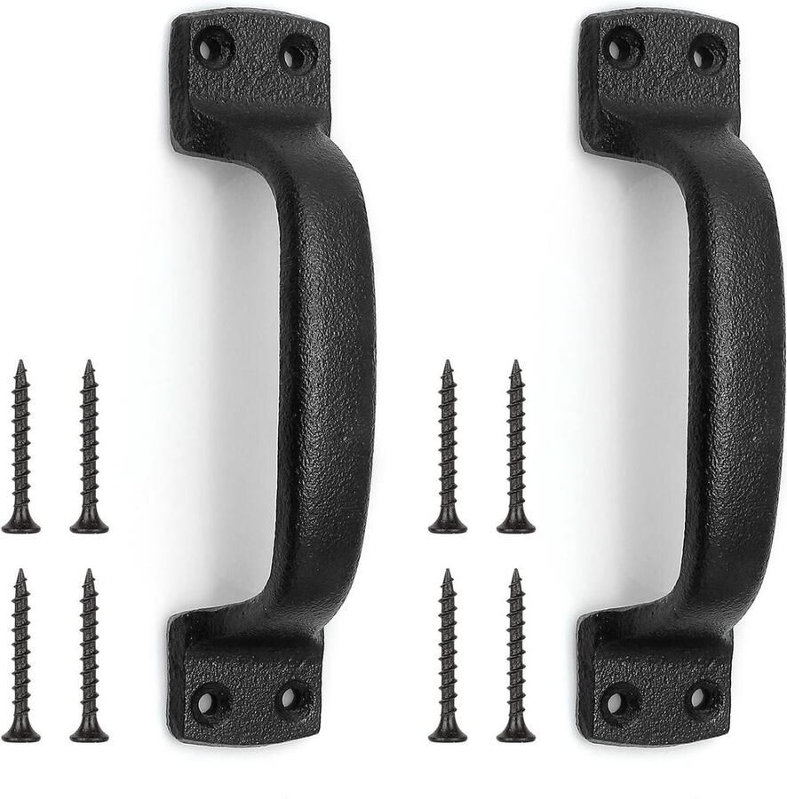 Schuurpoort handvat zwart 2 stuks schuifdeurgreep gietijzer binnendeuren schuifdeurgrepen vintage schuifdeurgrepen voor houten deurkasten tuinschuur