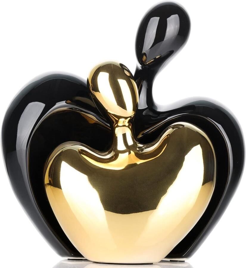 Sculptuur decor knuffelend paar beeldjes om liefde te manifesteren Zwart en goud cadeau voor verjaardag bruiloft Kerstmis Voor thuis tafel boekenplank desktop