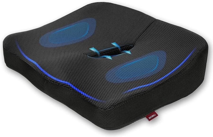 Seat Cushion 100% Pure Memory Foam Ventilated Ergonomic Design Coccyx Pain Relief Office Chair Car Seat Wheelchair Black