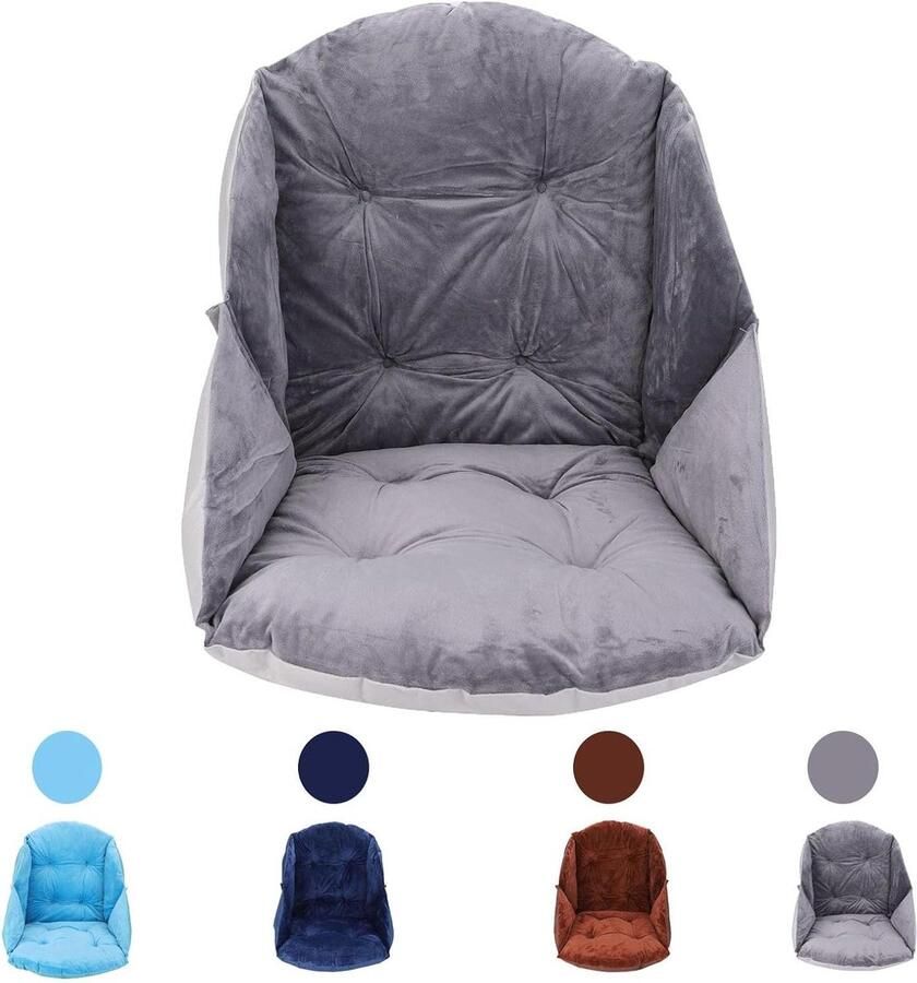 Seat Cushion and Back Cushion Plush Soft for Garden Chair Office Washable for Chairs Outdoor Indoor 40 x 48 cm Grey