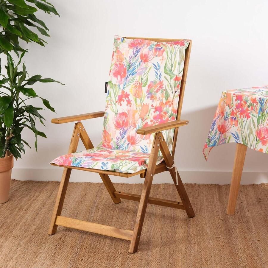 Seat Cushion for Garden Chair Dimensions: Ruffled Seat: Thickness: 4 cm Width: 41 cm Length: 37 m Backrest without Ruffle: Thickness: 4 cm Width: 53 cm Length: 64 cm Model: 0120-399 (BELUM)