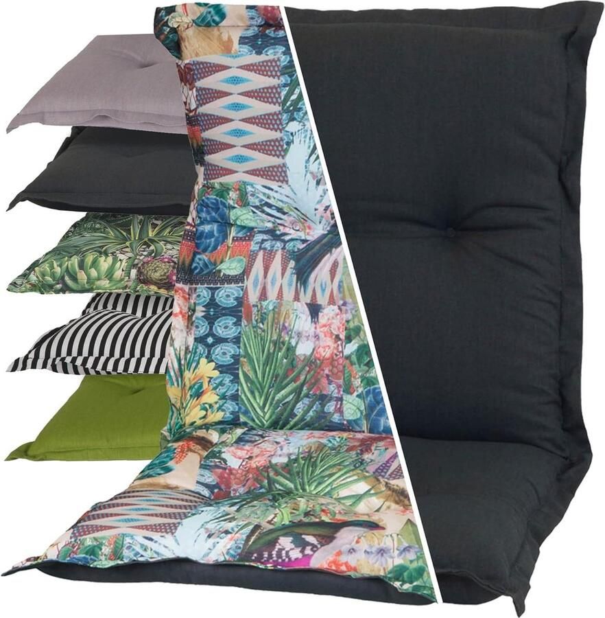 Seat Cushion Low Back Jungle Design Premium Cover Made from 100% Cotton Garden Chair Cushion