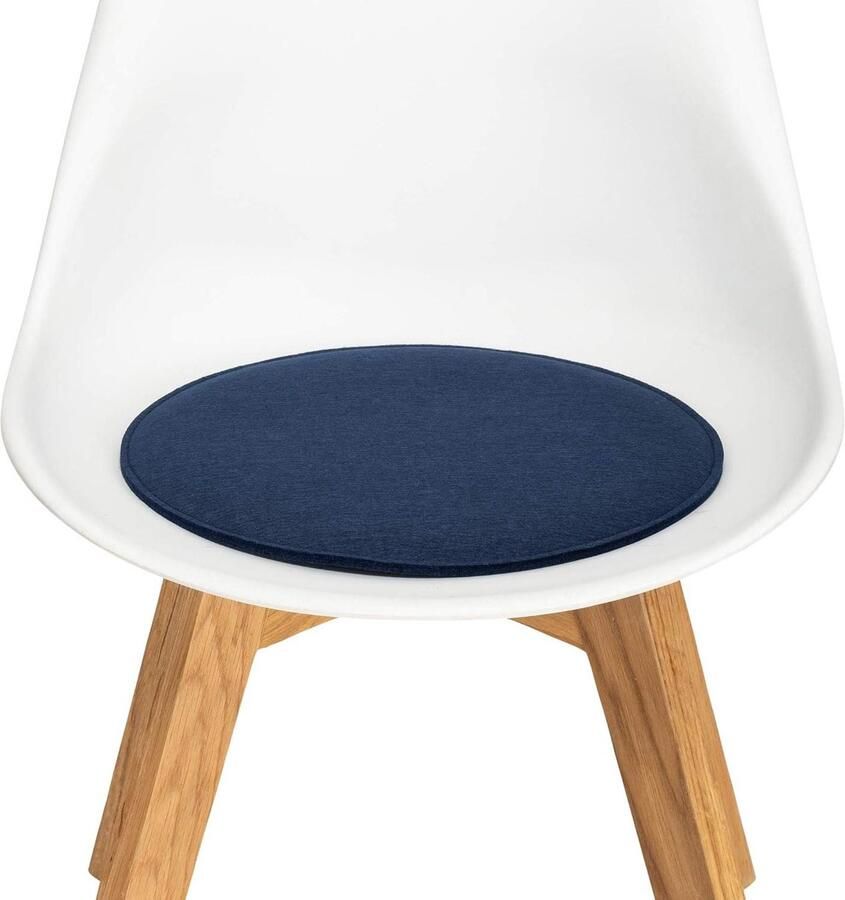Seat Cushion Pack of 2 Dark Blue Round (Choice of Colour and Shape) 35 cm Indoor and Outdoor Use Decoration for Any Chair in the Living Room Dining Room Garden
