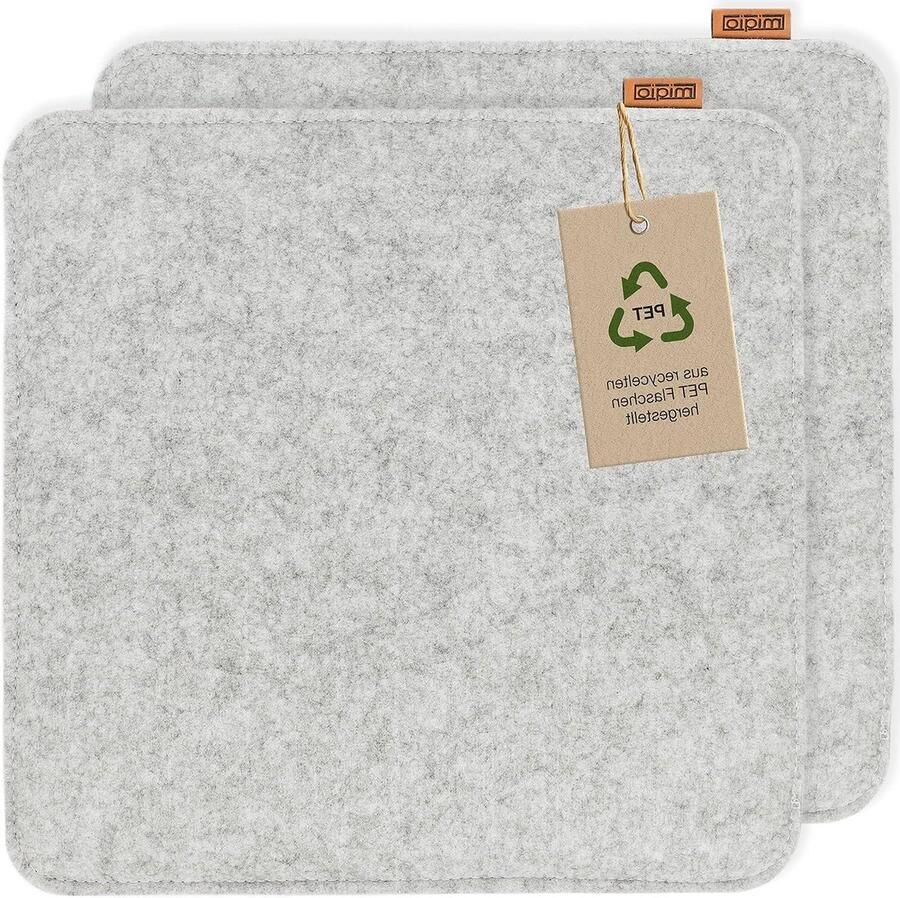 Seat Cushion Rectangular Felt with Non-Slip Studs Durable from Recycled PET Bottles 35 x 35 cm Set of 2 Washable Chair Cushions Non-Slip Cushion for Sofa and Chair