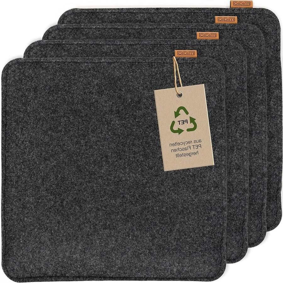 Seat Cushion Rectangular Felt with Non-Slip Studs Durable from Recycled PET Bottles 35 x 35 cm Set of 4 Washable Chair Cushions Non-Slip Seat Cushion for Sofa and Chair