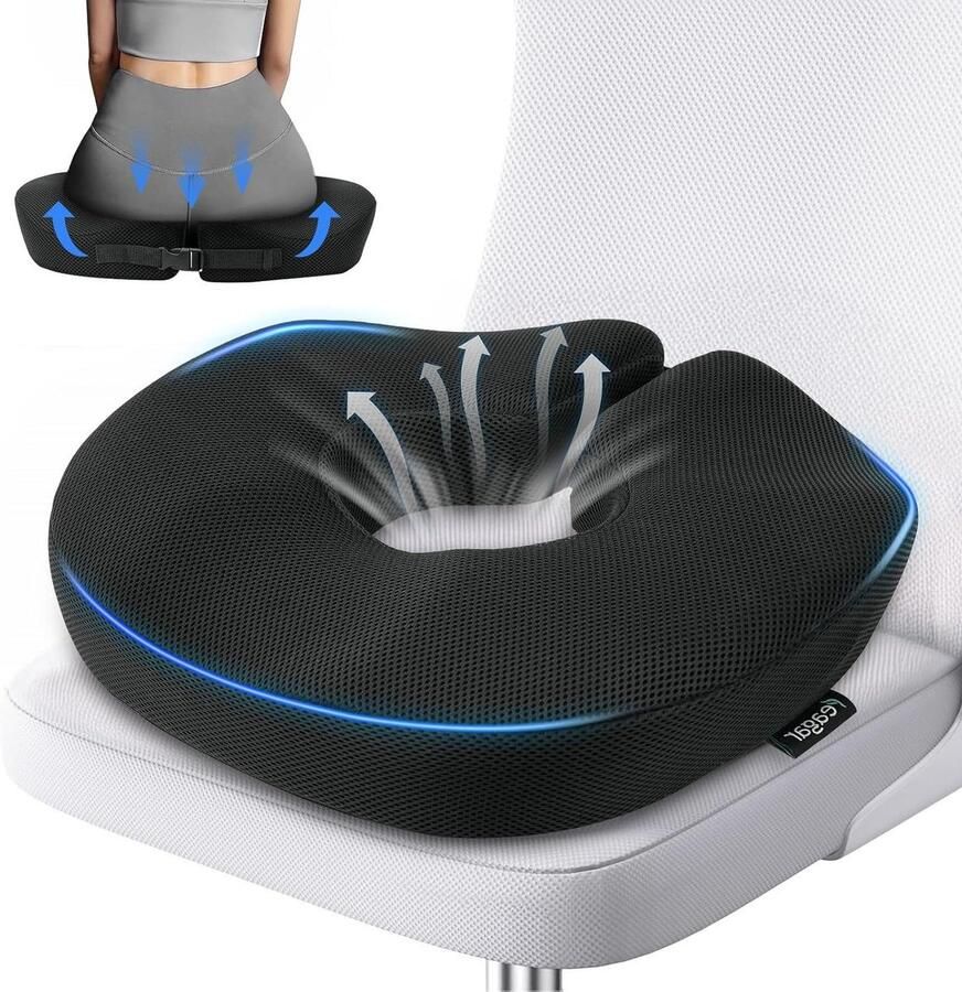 Seat Cushion Ring Coccyx Stool Orthopaedic Donut Cushion for Hemorrhoids Sciatica Postnatal Coccyx Memory Foam for Car Wheelchair Office Chair