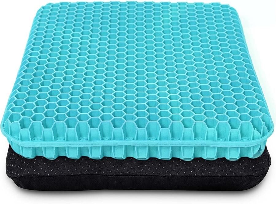 Seat Cushion Thick with Non-Slip Cover Breathable Chair Cushion Honeycomb Design Absorbs Pressure Points for Car Office Chair Wheelchair (Milky Blue)