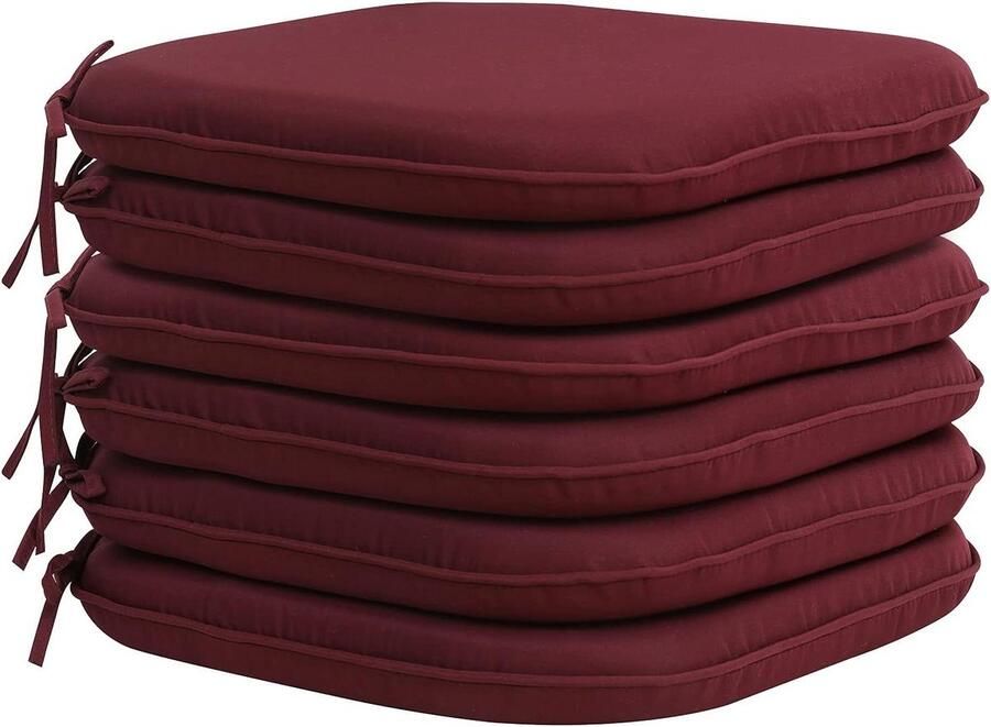 Tuinstoelkussens Zitkussens voor eetkamerstoelen Hoes voor binnen en buiten Zitkussen voor uw woonkamer terras auto en meer (rond pakket van 6 bordeaux)