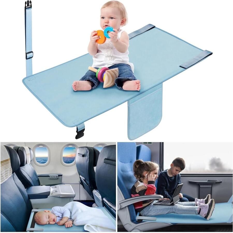 Allecto Plus Opvouwbare zitverlenging voor kinderen Draagbare voetsteun voor kindervliegtuigbed Ideaal voor korte vliegreizen Verlengde zitting peutervliegtuigbed